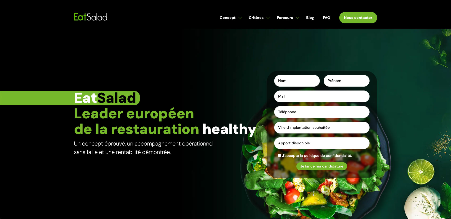 Cas client B52 - Eat Salad : Site web franchisé